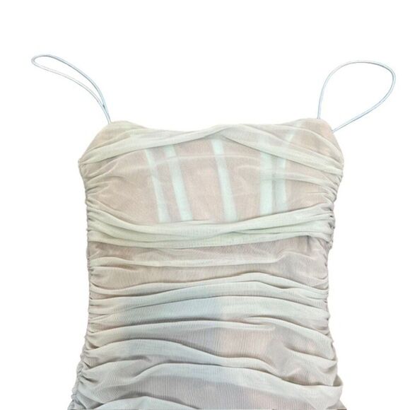 Nookie Eden Mini Dress Bodycon Gauzy Robin's Egg Blue Nude Women's Size Small - Picture 3 of 9